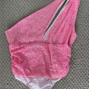 Boohoo Pink Sequin Bodysuit